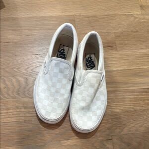 Vans White Checkered Slip-On Sneakers